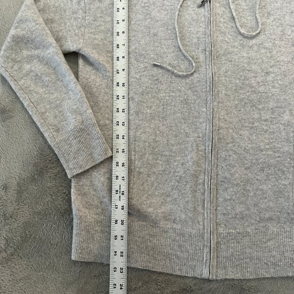 Charter Club 100% Cashmere Full Zip Hooded Sweater Jacket Women's SMALL Gray - Picture 3 of 4
